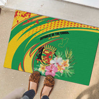 Congo Republic Day Rubber Doormat Coat Of Arms With Tropical Flower - Wonder Print Shop