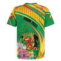 Personalized Congo Republic Day Rugby Jersey Coat Of Arms With Tropical Flower - Wonder Print Shop