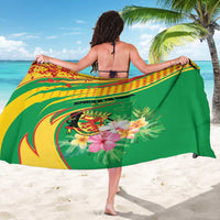 Congo Republic Day Sarong Coat Of Arms With Tropical Flower - Wonder Print Shop