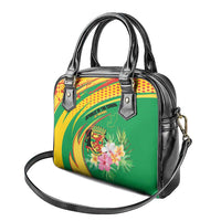 Congo Republic Day Shoulder Handbag Coat Of Arms With Tropical Flower - Wonder Print Shop