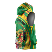 Personalized Congo Republic Day Sleeveless Hoodie Coat Of Arms With Tropical Flower - Wonder Print Shop