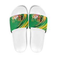 Congo Republic Day Slide Sandals Coat Of Arms With Tropical Flower - Wonder Print Shop