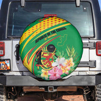 Congo Republic Day Spare Tire Cover Coat Of Arms With Tropical Flower - Wonder Print Shop