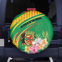 Congo Republic Day Spare Tire Cover Coat Of Arms With Tropical Flower - Wonder Print Shop