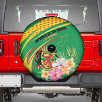 Congo Republic Day Spare Tire Cover Coat Of Arms With Tropical Flower - Wonder Print Shop