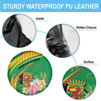 Congo Republic Day Spare Tire Cover Coat Of Arms With Tropical Flower - Wonder Print Shop