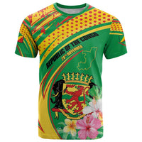 Personalized Congo Republic Day T Shirt Coat Of Arms With Tropical Flower - Wonder Print Shop