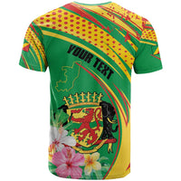Personalized Congo Republic Day T Shirt Coat Of Arms With Tropical Flower - Wonder Print Shop