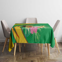 Congo Republic Day Tablecloth Coat Of Arms With Tropical Flower - Wonder Print Shop