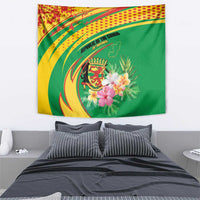 Congo Republic Day Tapestry Coat Of Arms With Tropical Flower - Wonder Print Shop