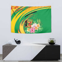Congo Republic Day Tapestry Coat Of Arms With Tropical Flower - Wonder Print Shop