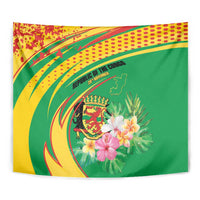 Congo Republic Day Tapestry Coat Of Arms With Tropical Flower - Wonder Print Shop