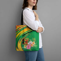 Congo Republic Day Tote Bag Coat Of Arms With Tropical Flower - Wonder Print Shop
