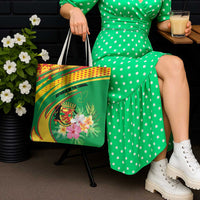 Congo Republic Day Tote Bag Coat Of Arms With Tropical Flower - Wonder Print Shop