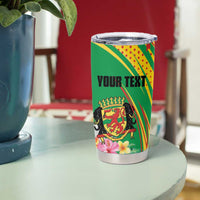 Personalized Congo Republic Day Tumbler Cup Coat Of Arms With Tropical Flower - Wonder Print Shop