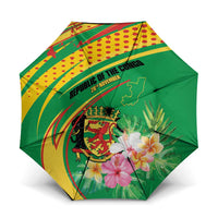 Congo Republic Day Umbrella Coat Of Arms With Tropical Flower - Wonder Print Shop