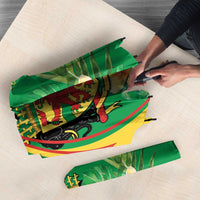 Congo Republic Day Umbrella Coat Of Arms With Tropical Flower - Wonder Print Shop