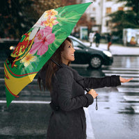 Congo Republic Day Umbrella Coat Of Arms With Tropical Flower - Wonder Print Shop
