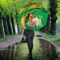 Congo Republic Day Umbrella Coat Of Arms With Tropical Flower - Wonder Print Shop