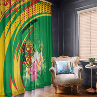 Congo Republic Day Window Curtain Coat Of Arms With Tropical Flower - Wonder Print Shop
