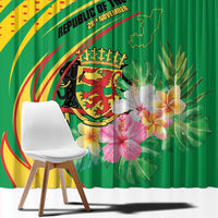 Congo Republic Day Window Curtain Coat Of Arms With Tropical Flower - Wonder Print Shop