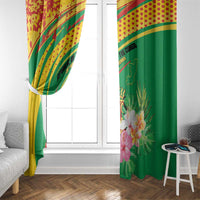 Congo Republic Day Window Curtain Coat Of Arms With Tropical Flower - Wonder Print Shop