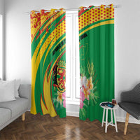 Congo Republic Day Window Curtain Coat Of Arms With Tropical Flower - Wonder Print Shop