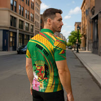Personalized Congo Republic Day Zipper Polo Shirt Coat Of Arms With Tropical Flower - Wonder Print Shop