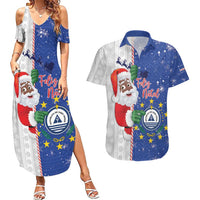 Cape Verde Christmas Couples Matching Summer Maxi Dress and Hawaiian Shirt Black Santa Felix Natal - Wonder Print Shop