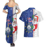 Cape Verde Christmas Couples Matching Summer Maxi Dress and Hawaiian Shirt Black Santa Felix Natal - Wonder Print Shop