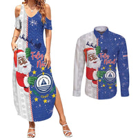 Cape Verde Christmas Couples Matching Summer Maxi Dress and Long Sleeve Button Shirt Black Santa Felix Natal - Wonder Print Shop