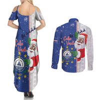Cape Verde Christmas Couples Matching Summer Maxi Dress and Long Sleeve Button Shirt Black Santa Felix Natal - Wonder Print Shop
