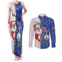 Cape Verde Christmas Couples Matching Tank Maxi Dress and Long Sleeve Button Shirt Black Santa Felix Natal - Wonder Print Shop