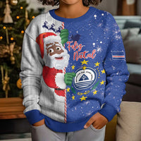 Cape Verde Christmas Kid Ugly Christmas Sweater Black Santa Felix Natal - Wonder Print Shop