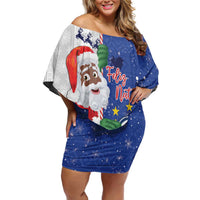 Cape Verde Christmas Off Shoulder Short Dress Black Santa Felix Natal - Wonder Print Shop