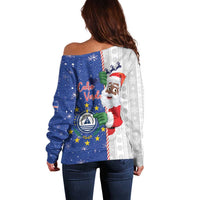 Cape Verde Christmas Off Shoulder Sweater Black Santa Felix Natal - Wonder Print Shop