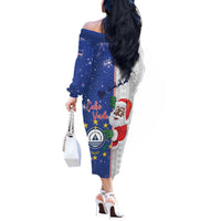 Cape Verde Christmas Off The Shoulder Long Sleeve Dress Black Santa Felix Natal - Wonder Print Shop