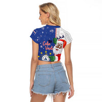 Cape Verde Christmas Raglan Cropped T Shirt Black Santa Felix Natal - Wonder Print Shop