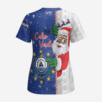 Cape Verde Christmas Scrub Top Black Santa Felix Natal - Wonder Print Shop