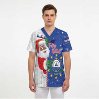 Cape Verde Christmas Scrub Top Black Santa Felix Natal - Wonder Print Shop