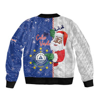 Cape Verde Christmas Sleeve Zip Bomber Jacket Black Santa Felix Natal - Wonder Print Shop
