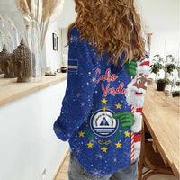 Cape Verde Christmas Women Casual Shirt Black Santa Felix Natal - Wonder Print Shop