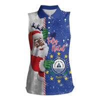 Cape Verde Christmas Women Sleeveless Polo Shirt Black Santa Felix Natal - Wonder Print Shop
