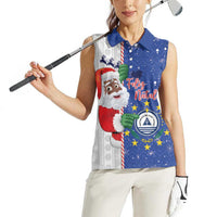 Cape Verde Christmas Women Sleeveless Polo Shirt Black Santa Felix Natal - Wonder Print Shop