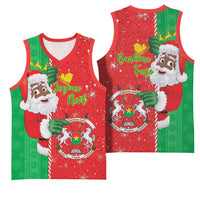 Burkina Faso Christmas Basketball Jersey Black Santa Joyeux Noel - Wonder Print Shop