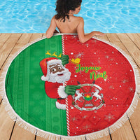 Burkina Faso Christmas Beach Blanket Black Santa Joyeux Noel - Wonder Print Shop
