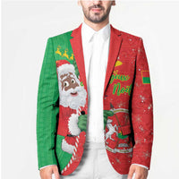 Burkina Faso Christmas Blazer Black Santa Joyeux Noel - Wonder Print Shop