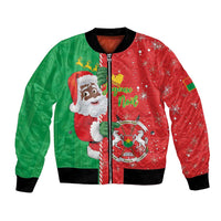 Burkina Faso Christmas Bomber Jacket Black Santa Joyeux Noel - Wonder Print Shop