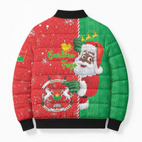 Burkina Faso Christmas Bomber Puffer Jacket Black Santa Joyeux Noel - Wonder Print Shop