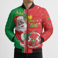 Burkina Faso Christmas Bomber Puffer Jacket Black Santa Joyeux Noel - Wonder Print Shop